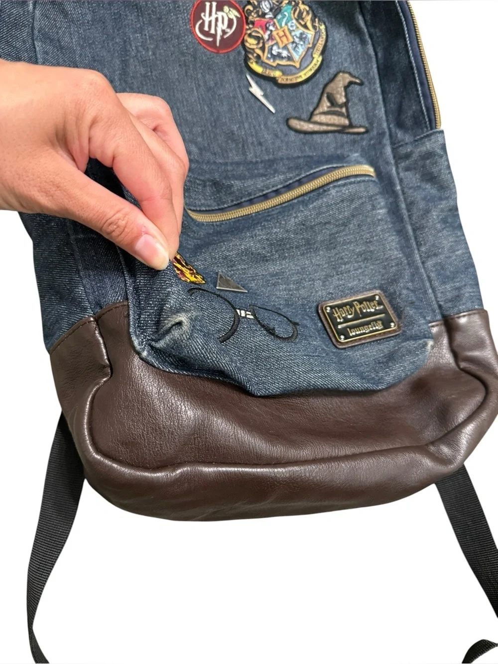 Loungefly x Harry Potter Denim Backpack with Faux Leather Trim